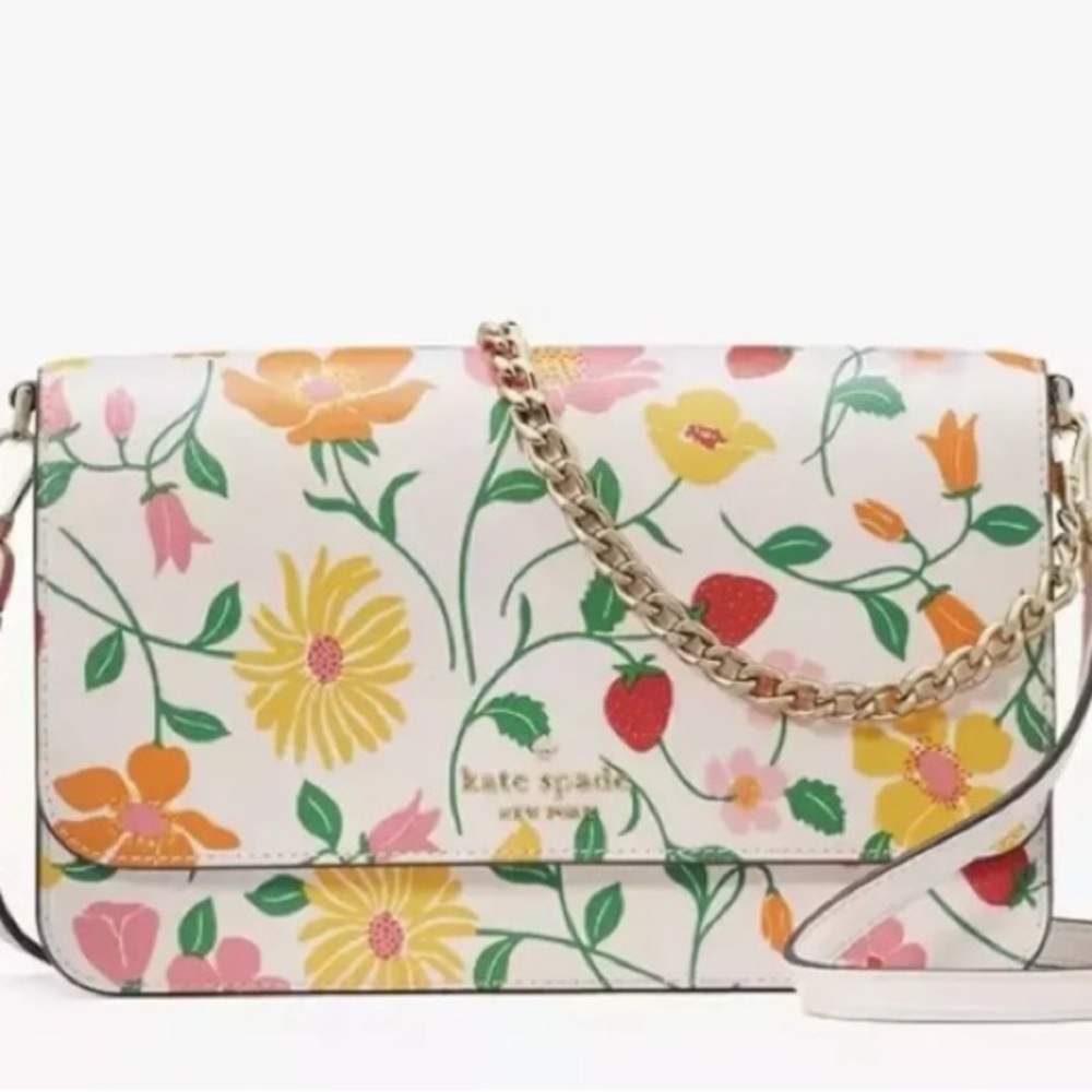 Kate Spade Floral Crossbody Bag - White, Yellow, Green, Red